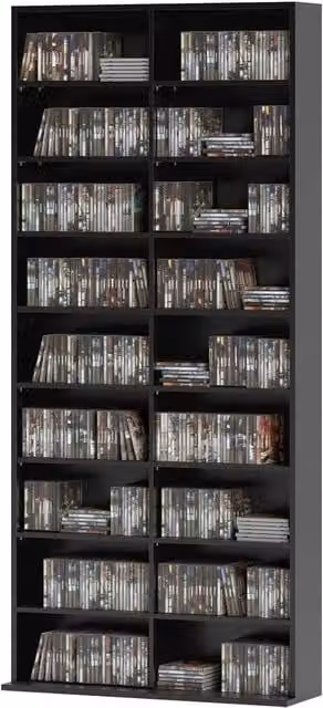 NESTLUNE 640 CD and DVD Storage Unit in Black, W: 100 cm, D: 15 cm, H: 175 cm – 1