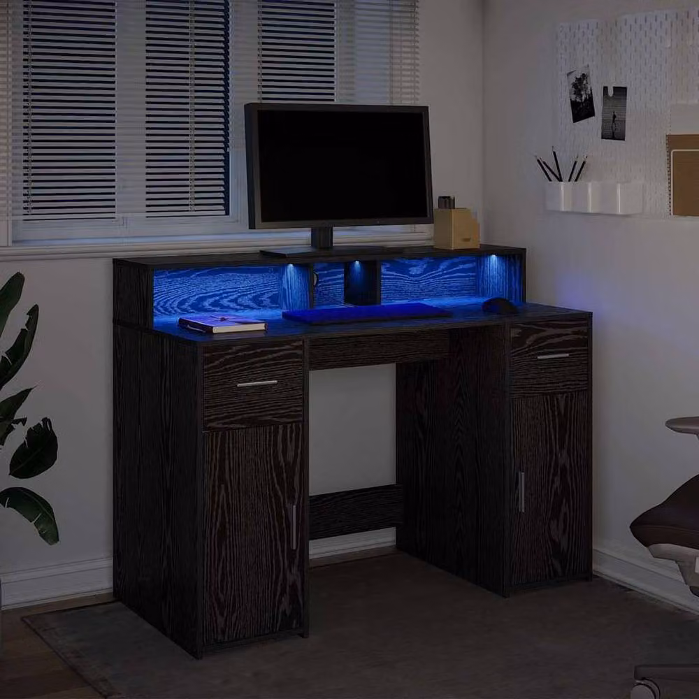Berkfield Home Modern Writing Desk in Black Oak, W/D/H: 120 x 55 x 91 cm – 3