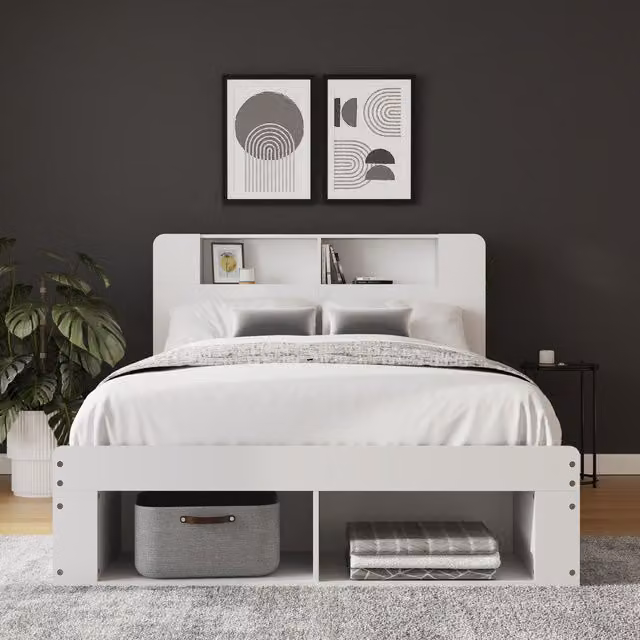 GFW Anya Integrated Storage Ottoman in White, King Size (180 x 200 cm)