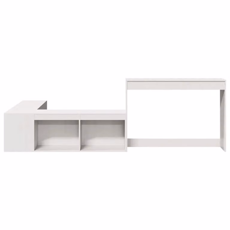 Berkfield Home White Rustic Solid Wood Pine Bedside Cabinet with Desk W/D/H: 122 x 232 x 75 cm