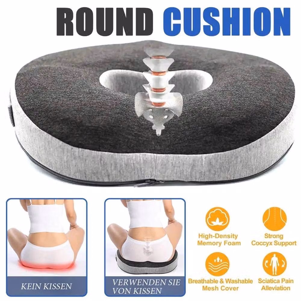 Nordara Grey Orthopaedic Memory Foam Cushion Seat Pillow for Coccyx and Back Pain Relief – 5