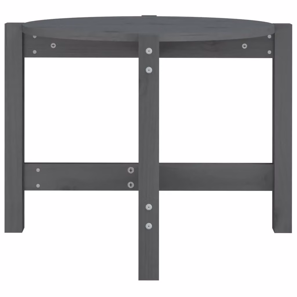 Berkfield Home Round Rustic Solid Wood Pine Coffee Table in Grey, W: 62.5 cm, H: 45 cm, D: 45 cm – 4