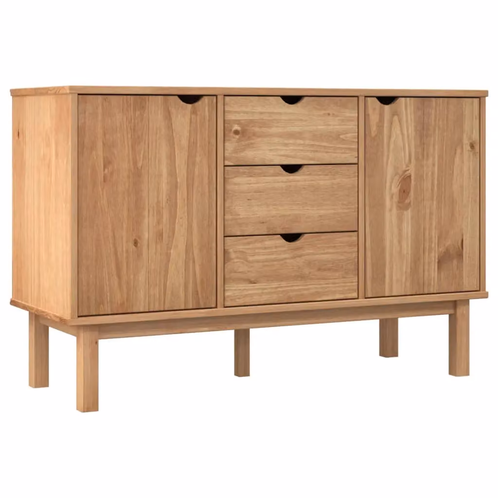 Berkfield Home OTTA Solid Wood Pine Sideboard in Brown, W: 113.5 cm, D: 43 cm, H: 73 cm – 2