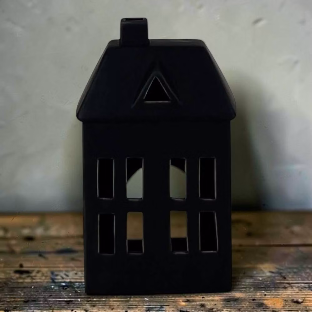 Four Candle Black Ceramic House Tealight Holder – 2