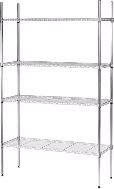 EONLION 4 Tier Heavy Duty Steel Wire Rack Shelf in Silver, Width: 50 cm