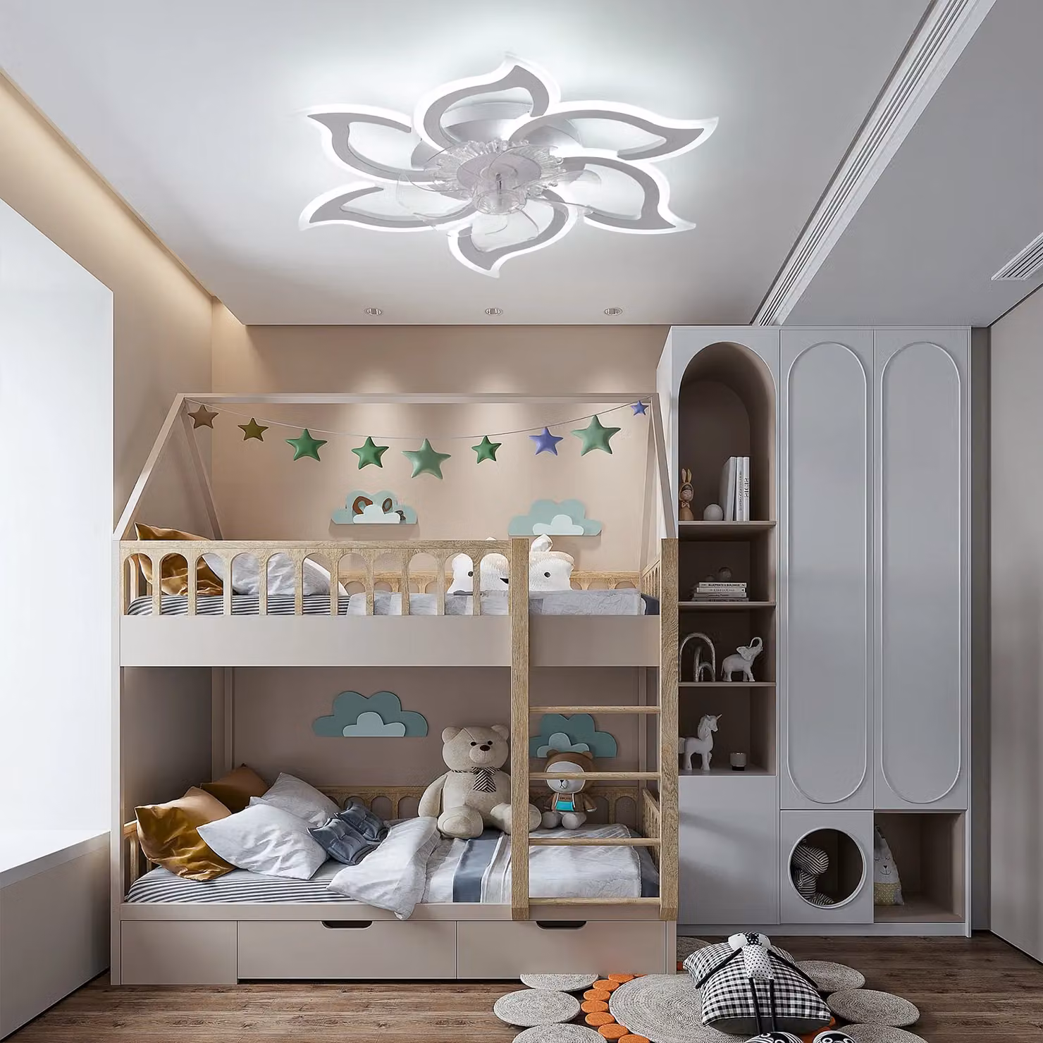 Garwarm 7 Blade Dimmable LED Reversible Ceiling Fan with Remote Control, White, Diameter: 83 cm – 2