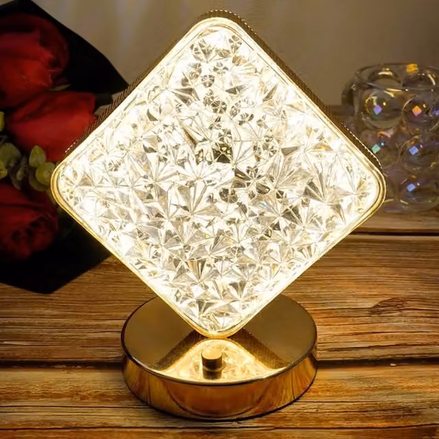 ExtraStar Square LED Desk Lamp, Rechargeable Dimmable Touch Control Table Lamp in White