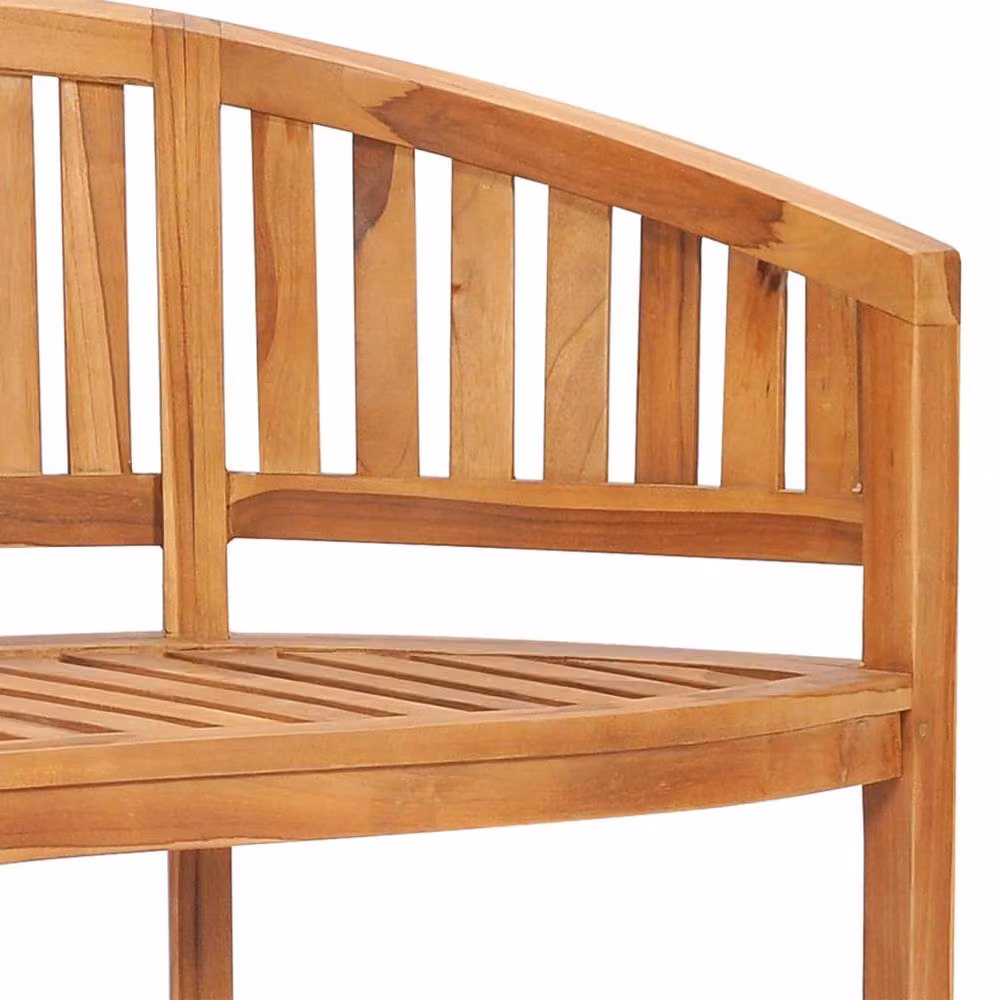 Berkfield Home Banana Bench in Brown Solid Teak Wood, Width: 151 cm – 2