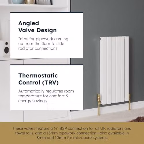 UK Radiators Derry Bold Thermostatic Radiator Valve 1/2" x 15mm in Brass Silver or Gold – 3