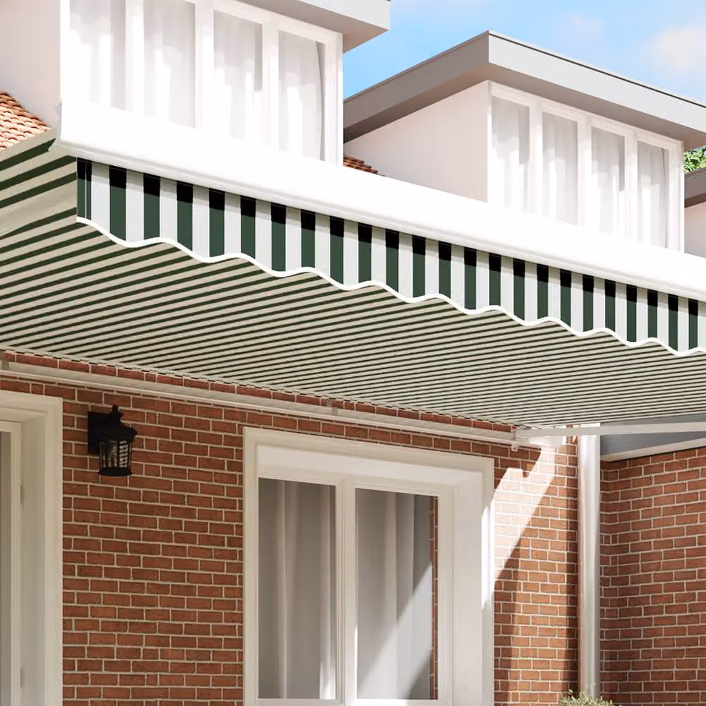 Berkfield Home Awning Valance in Green and White for 5 m Frame, W: 4.8 m, H: 0.2 m – 3