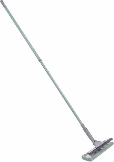 JVL Extendable Microfibre Window Cleaner with Telescopic Handle and Scraper, Green and Grey