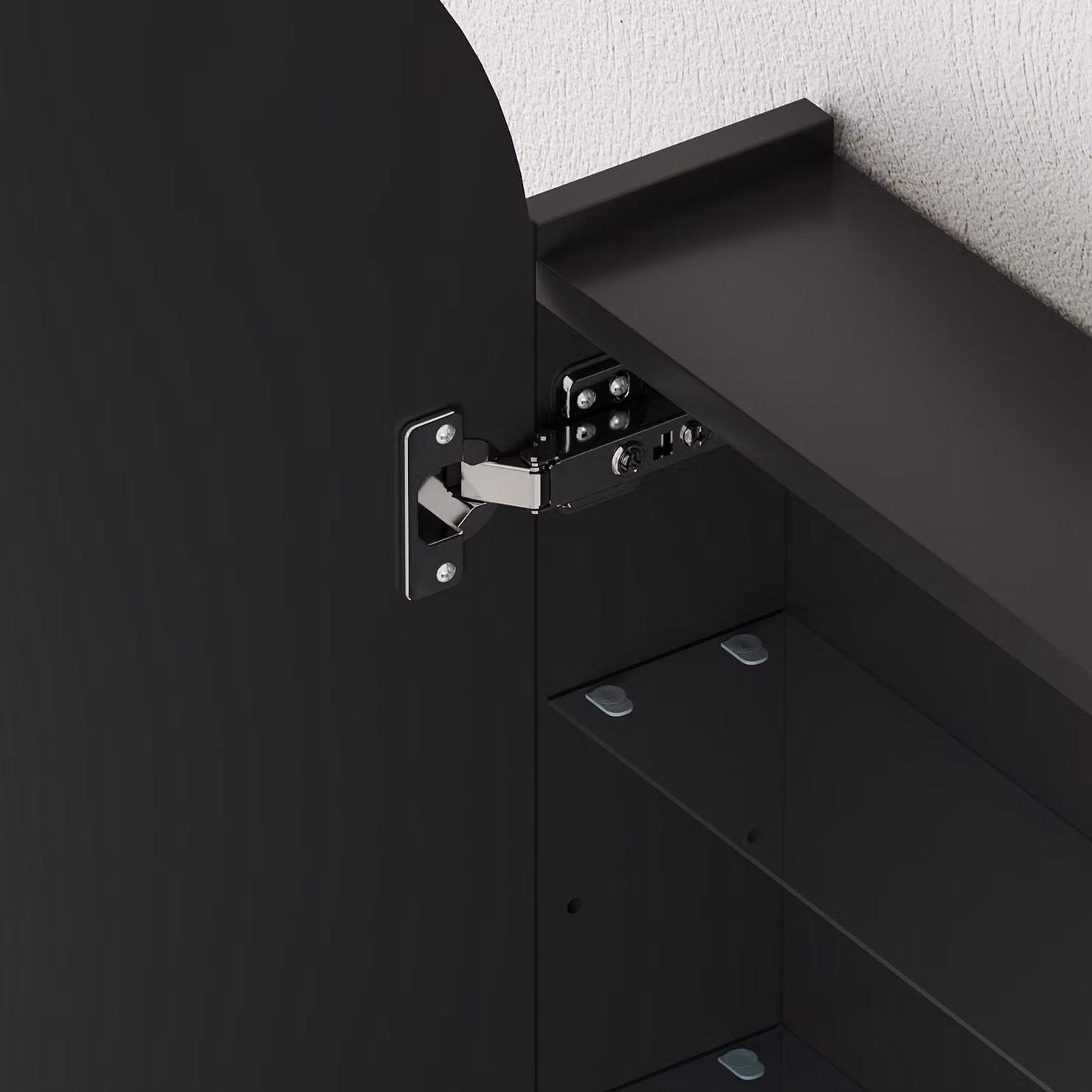 HOMCOM Arched Bathroom Mirror Cabinet in Black with Adjustable Glass Shelves – 5