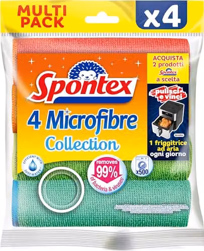 Spontex Microfibre Cleaning Cloths, Multicolour, 4 Pack, 30 x 30 cm – 1