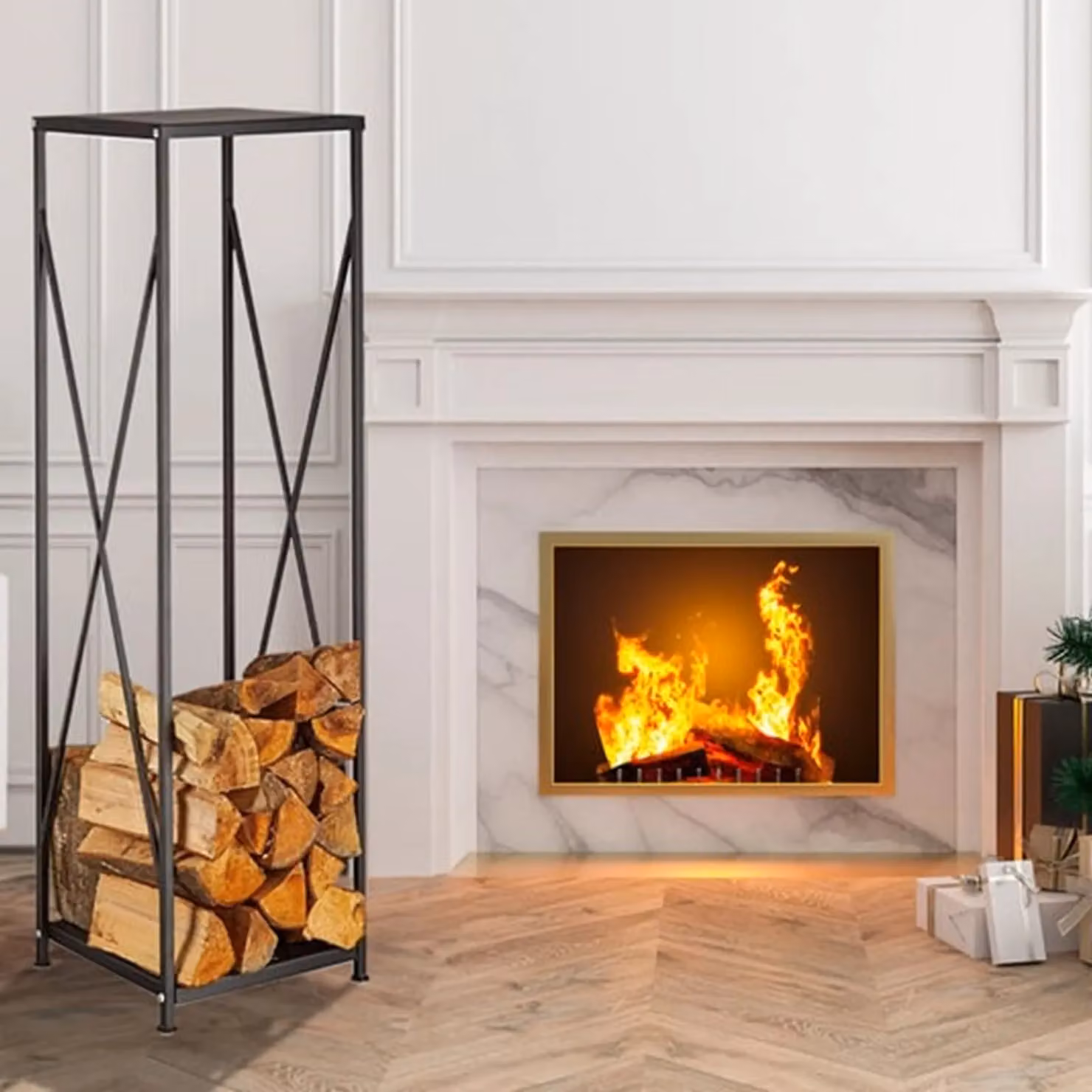 Gr8 Garden Black Metal Steel Firewood Rack Log Storage Holder W/D/H: 111.5 x 34.0 x 34.0 cm – 6