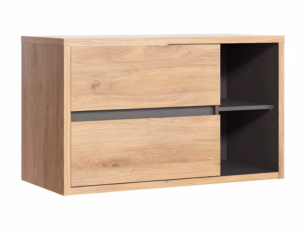 Vente-unique PURNAL Suspended Vanity Unit in Light Oak – 1