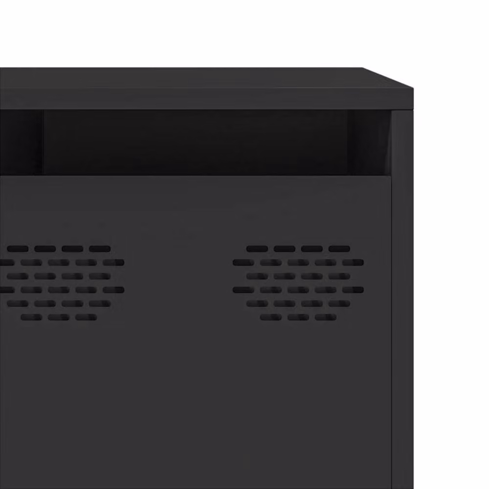 Berkfield Home Industrial TV Cabinet in Matt Black Metal, W/D/H: 202 x 39 x 43.5 cm – 6
