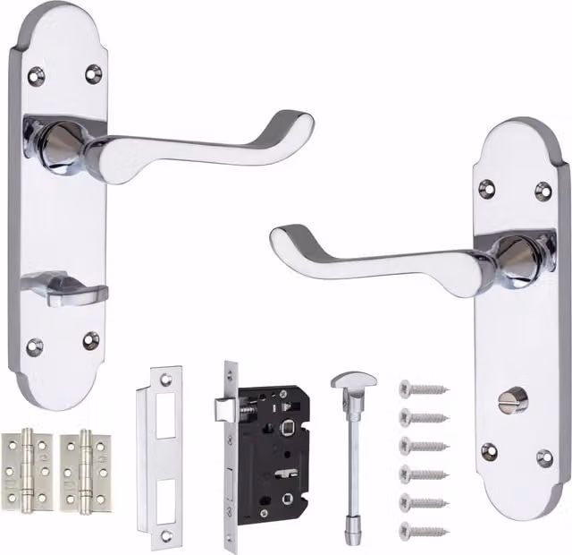 Golden Grace Polished Chrome Silver Bathroom WC Toilet Door Handles
