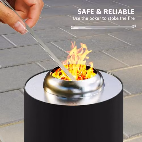 Outsunny Stainless Steel Smokeless Wood Burning Fire Pit in Black – 4