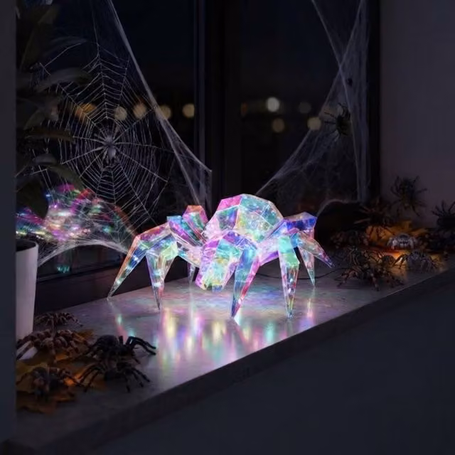 Garden Greatness Illuminated Crystal Spider Decoration in White and Multicolour
