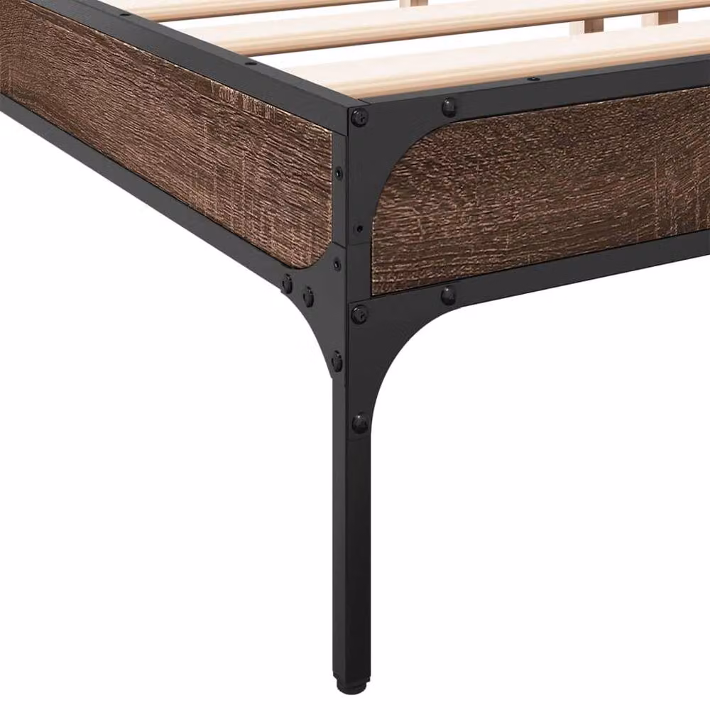 Berkfield Home Bed Frame in Brown Oak, 200 x 200 cm – 4