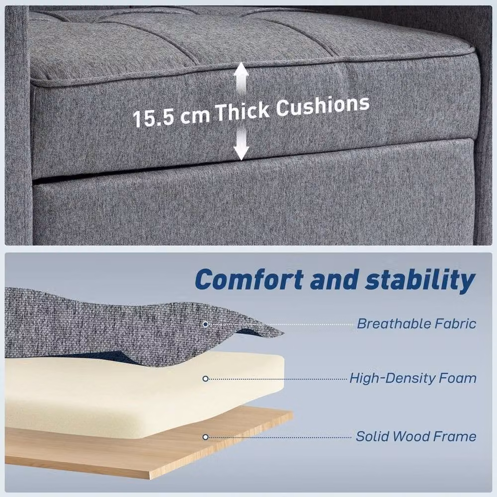 FORGEVIO 3-in-1 Convertible Sofa Bed and Sleeper Chair in Grey – 4
