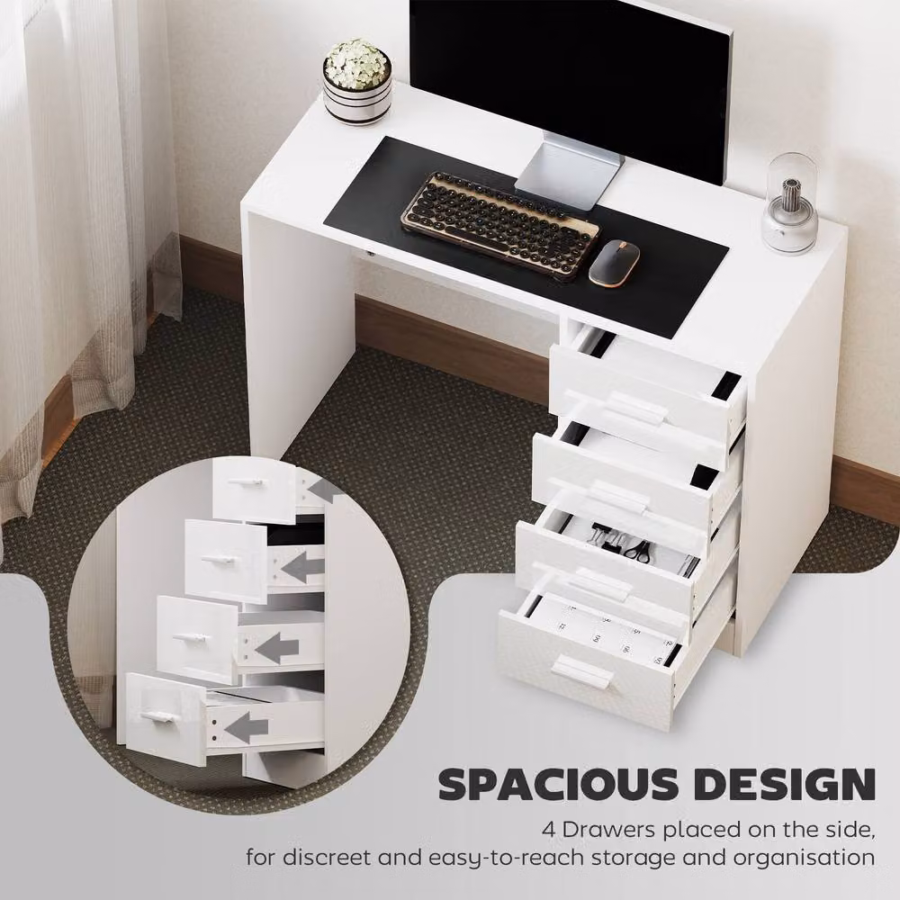 STILVORA Modern Writing Desk with Dual Pedestal and High Gloss White Finish – 5