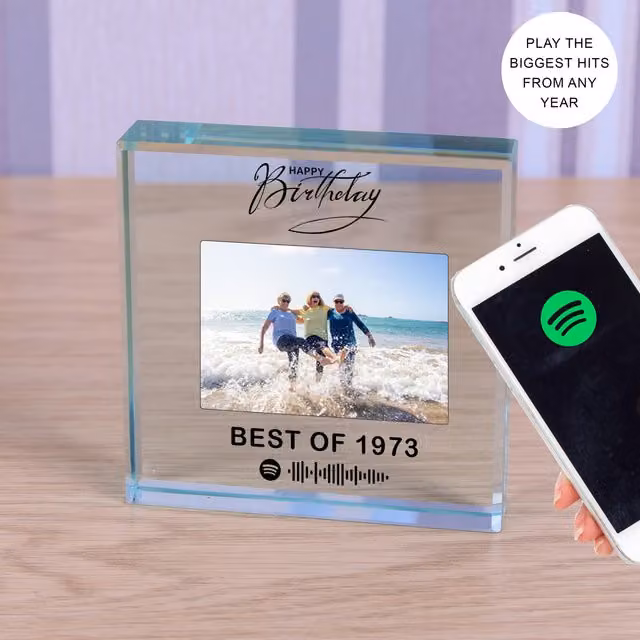 Uniqueful Personalised Birthday Playlist Glass Token for Friends in Transparent and Beige