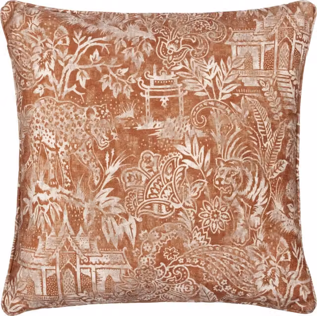 Make it a Home Bengal Chenille Cushion in Orange with Feather and Polyester Filling