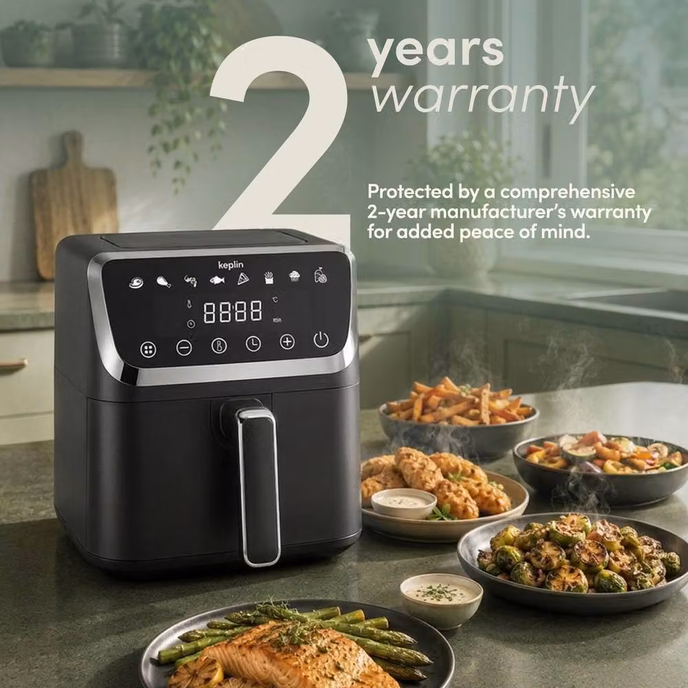 Keplin 4.5L Digital Air Fryer in Black with 8 Preset Menus and Precise 80-200°C Temperature Control – 8