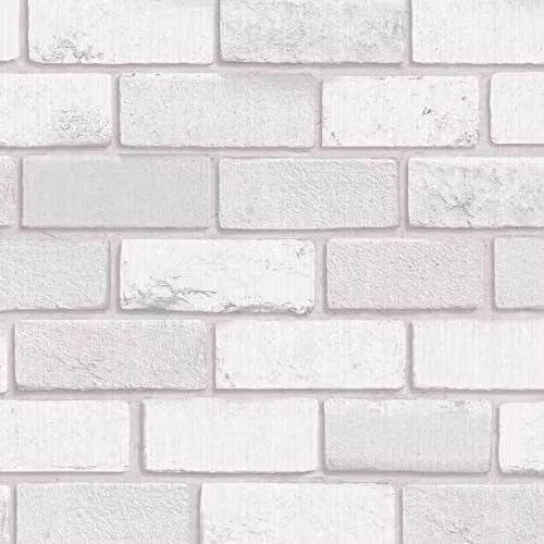Arthouse Diamond White Brick Vinyl Wallpaper in White and Grey with Glitter Effect, Geometric Industrial Design