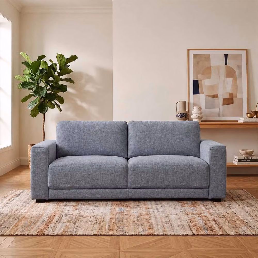 Furnishings For Less UK Melrose 3 Seater Modern Grey Fabric Upholstered Sofa with Removable Back Cushions – 2