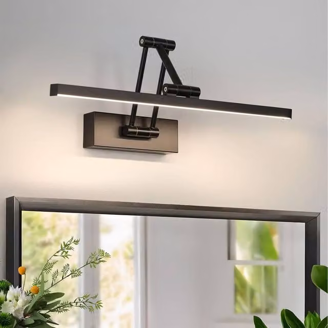 Goeco Modern Black LED Mirror Lamp with Adjustable Rotating Light, 4500K, 9W – 1