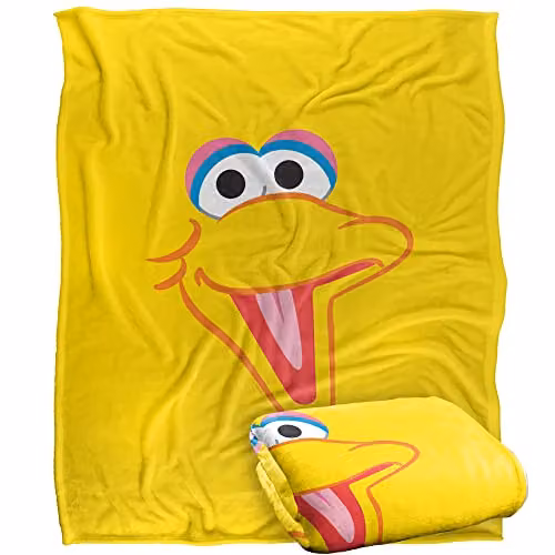 LOGOVISION Sesame Street Big Bird Head Super Soft Fleece Throw Blanket in White, W/D/H: 152 x 127 x 1 cm