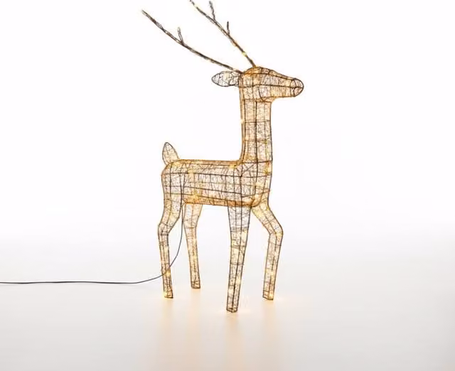 Pegdev Metal Deer Outdoor Christmas Decor with 200 Warm White LEDs, Height: 61 cm