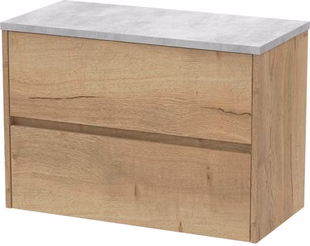 Balterley Chartley 2 Drawer Wall Hung Vanity Unit in Autumn Oak Brown, Width: 80 cm