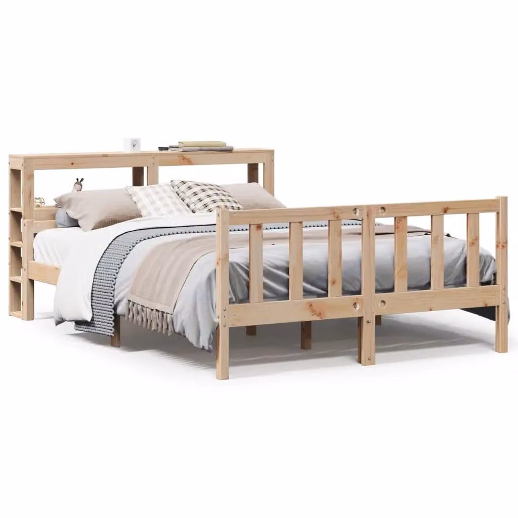 Berkfield Home Rustic Solid Wood Pine Bed Frame in Brown, W/D/H: 160 x 200 cm – 2