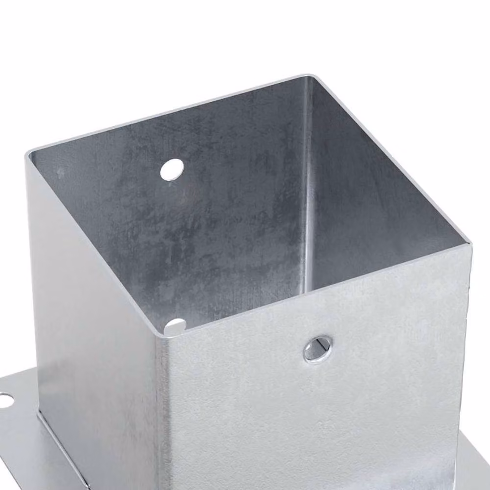 Berkfield Home Square Post Bases, 4 Pack, Silver Galvanised Steel, 14.1 x 14.1 cm – 2