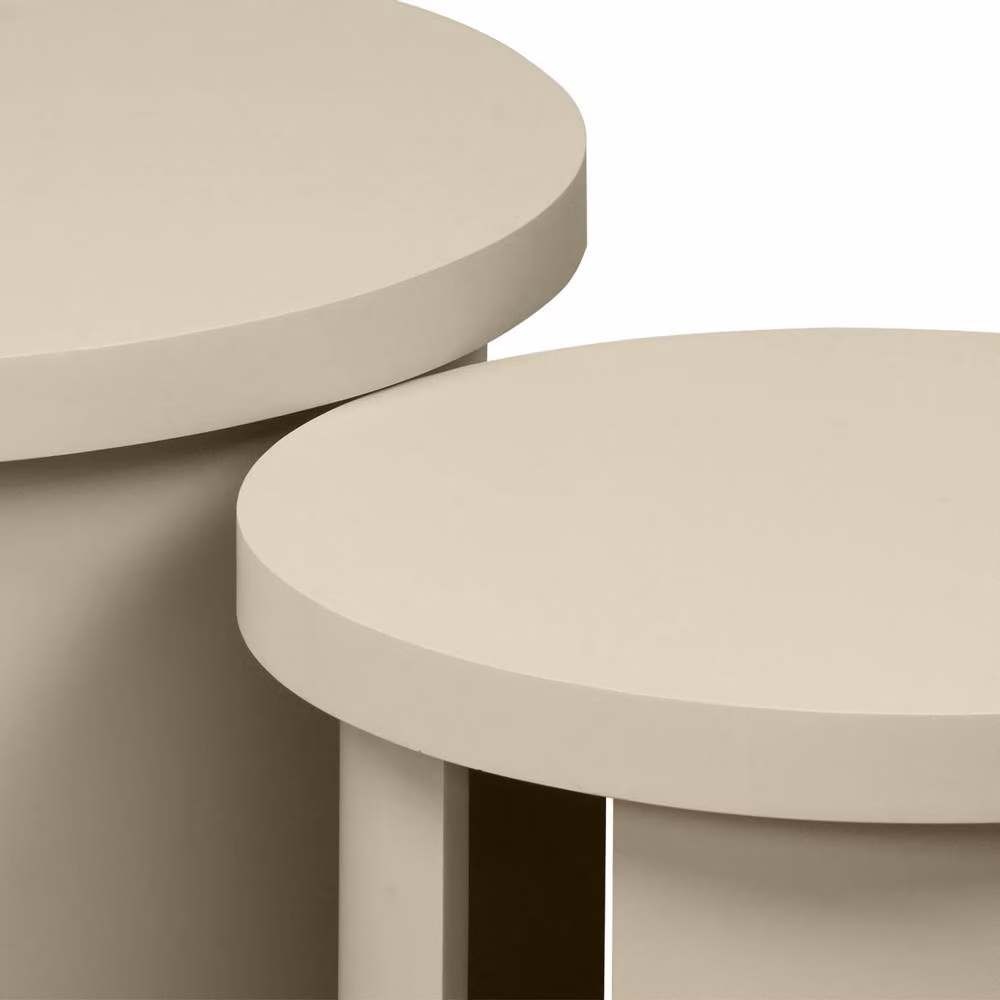 sweeek Set of 2 Modern Round Nesting Coffee Tables in Beige – 3