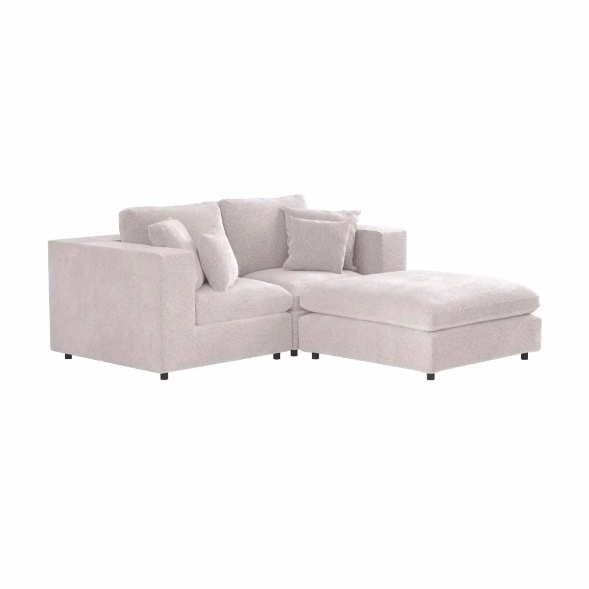 Solace+Co Asher 3 Seater Beige Boucle Sofa with Matching Ottoman and Scatter Cushions – 2
