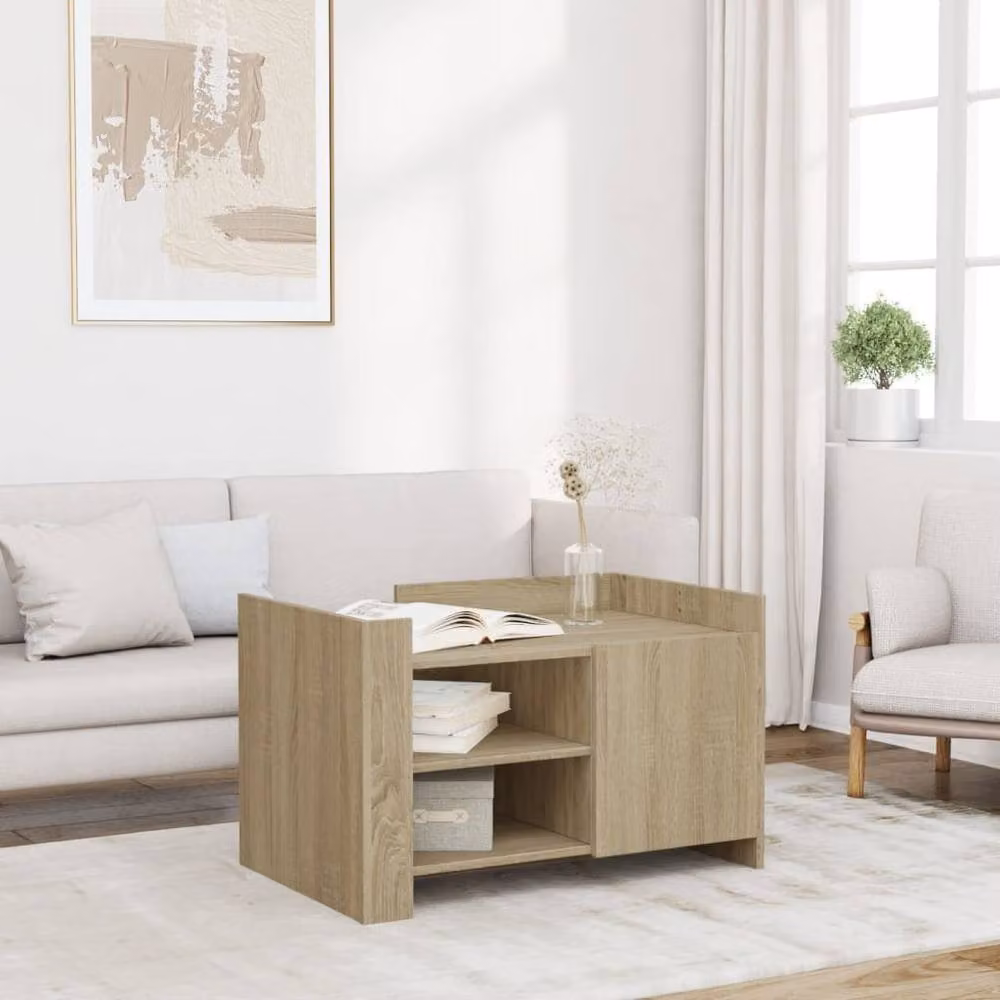 Berkfield Home Sonoma Oak Coffee Table in Beige, W/D/H: 80 x 50 x 50 cm – 2