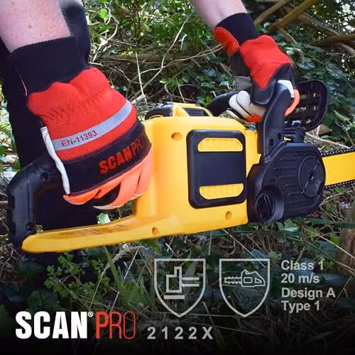 Scan Class 1 Chainsaw Leather Protective Work Gloves in Red, Size L (9) – 4