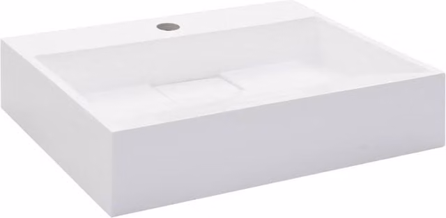 Berkfield Home White Mineral Cast Rectangular Wall Hung Wash Basin W: 50 cm, D: 38 cm, H: 13 cm – 1