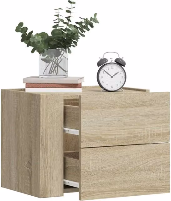 Berkfield Home Wall-mounted Bedside Cabinet in Sonoma Oak Brown, W: 45 cm, D: 30 cm, H: 35 cm – 1