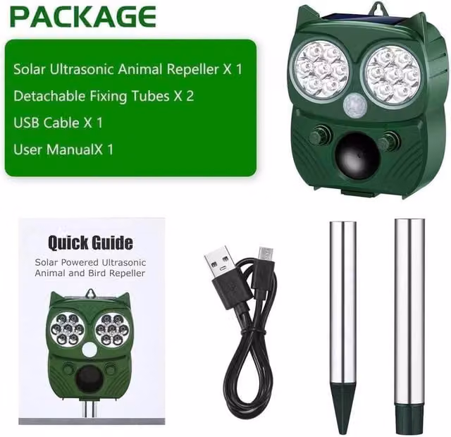 Nordara Ultrasonic Solar Pest Repeller Dog Cat Fox Deterrent in Green – 1