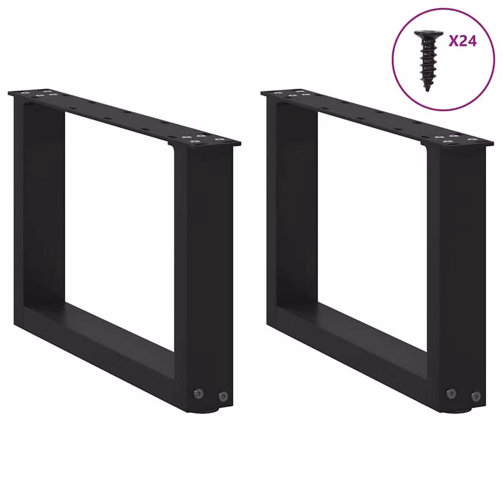 Berkfield Home U-Shaped Steel Coffee Table Legs, Black, 2 Pieces, H: 50 cm, W: 30-31 cm – 2