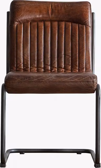 Perch & Parrow Vintage Brown Leather Chair with Metal Upholstered Frame