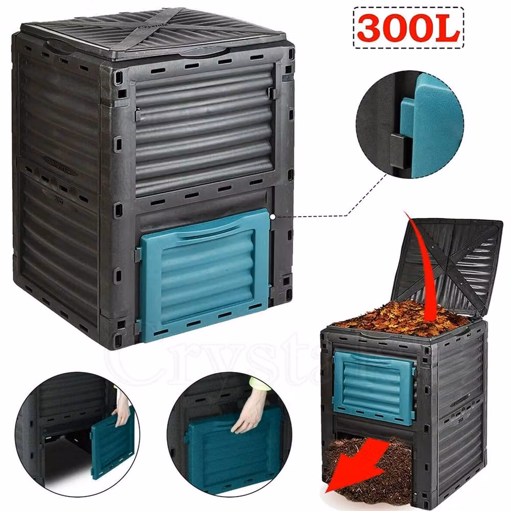 VOGREX 300L Garden Compost Converter Bin with Flip Lid, Black, W/D/H: 120 x 82.5 x 60.5 cm – 5