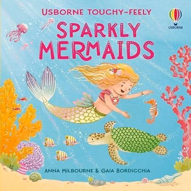 Anna Milbourne Touchy-Feely Sparkly Mermaids Board Book in Silver and Multicolour