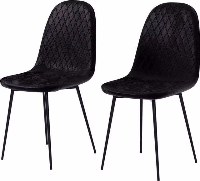 Vida Designs Luton Set of 2 Black Velvet Fabric and Metal Dining Chairs