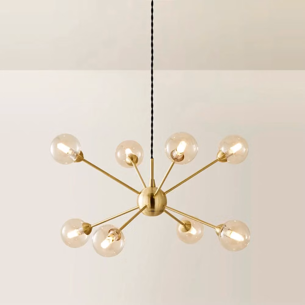 ValueLights Sputnik 8 Way Adjustable Glass Pendant Ceiling Light with Bulbs in Gold and Transparent – 2